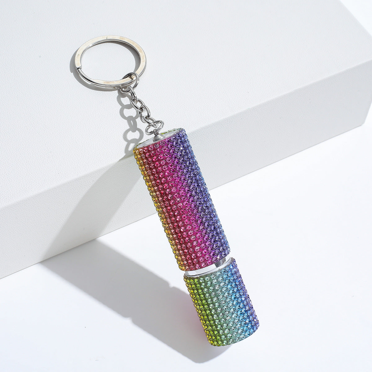 Wholesale Colorful Leopard Print Rhinestone Perfume Bottle Portable Multifunctional Keychain